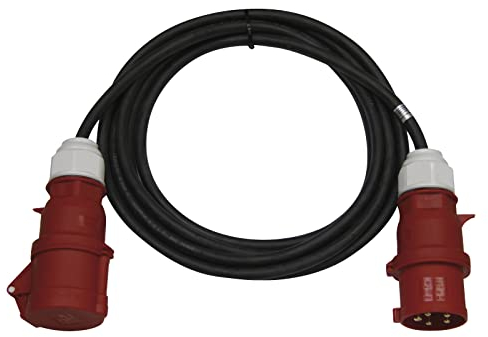 EMOS - IP44 CEE-Verlängerungskabel 20m - 5-polig Stecker - wasserdicht, temperaturbeständig - 400 V, 32 A, 22000 W - Gummi-Isolierung - CGSG 5C x H07RN-F 4 mm2 - für Außenbereich & Camping - schwarz