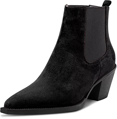 Castamere Donna Chunky Blocco Basso Gattini Tacco Heel Chiusa a Punta Stivaletti Slip-on Ufficio Dress 6.5 CM Heels Stivali Nero 39 EU