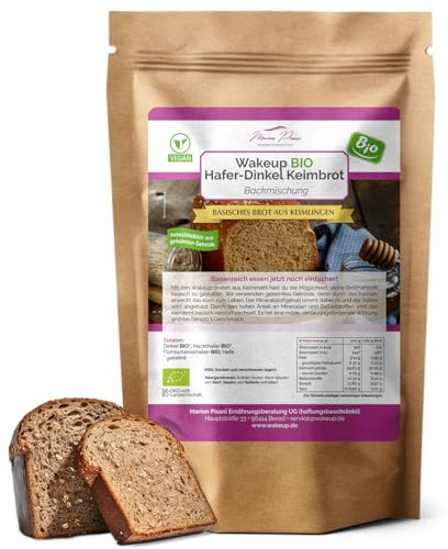 Basische Brotbackmischung BIO Dinkel-Hafer Keimbrot zum selbstbacken. Aus gekeimtem Dinkel und Hafer, kontrollierter biologischer Anbau, zertifiziert und laborgeprüft