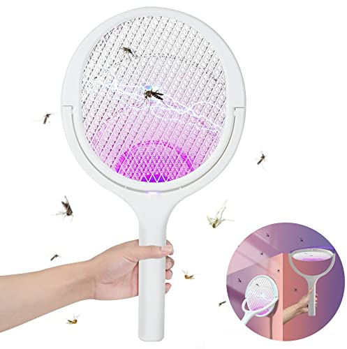 FORMIZON Racchetta Zanzare Elettrica, Testa Rotante Racchetta Zanzare Elettrica, USB Ricaricabile Racchetta Zanzare Elettrico, Anti Zanzare per Casa Giardino Campeggio Interni ed Esterni