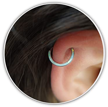 Opal Helix 16G Chirurgenstahl, Segmentring Clicker Hoop Rook Daith Septum Helix Piercing Ring 8 mm weiß blau rosa