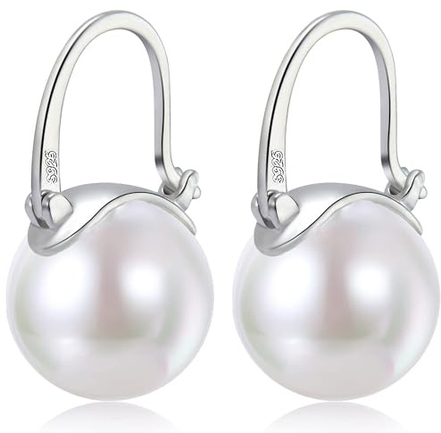 HUGE TOMATO pärlörhängen, 12 mm eleganta stora pärlörhängen 925 sterlingsilver 14K guldpläterat spänne för dammode, dingla örhängen för present