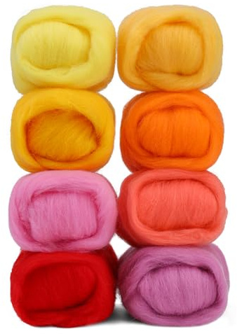 Namner 80 g Filzwolle Trockenfilzen von 8 Farbe, Sommer | Nadel Filz Zubehör, Wolle Roving Starter Kit für Starter DIY Handwerk, Sommer