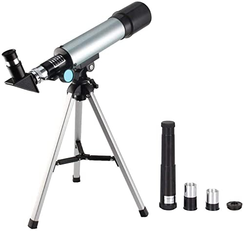 Teleskope für Astronomie für Erwachsene, Kinderteleskop 360 x 50 mm mit Stativ und Sucherfernrohr, tragbares Teleskop für Kinder und Anfänger, Reisespiegel, Sterne und Mo