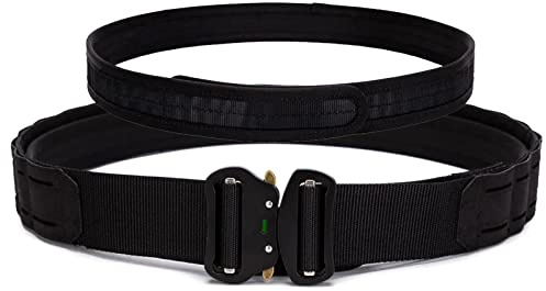 EMERSONGEARS Men's 2 Tactical MOLLE Belt with 1.75 Inner Loop Quick Release Metal Buckle Laser Cut Nylon Battle Duty for Airsoft Black M size
