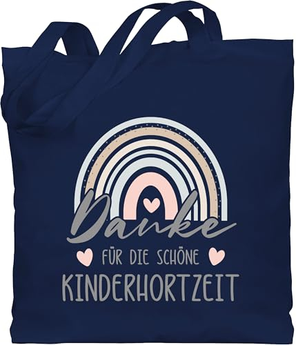 Baumwolltasche - Erzieher - Taschen - Danke für die schöne Kinderhortzeit Boho Regenbogen - Unisize - Navy Blau - abschiedsgeschenk erzieherin kita tasche geschenk kindergärtnerin kindergärtner