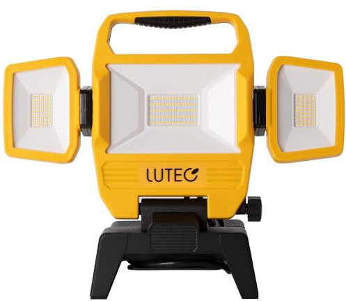 LUTEC 91.6W 10000 Lumen LED Work Light, Foldable Work Lights with 3 Adjustable Head, Portable Corded Construction Lights Job Site Lighting