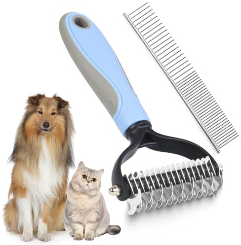 DGHOME Dog Brushes for Shedding, Reduce Shedding and Remove Knots, Double Sided Dog Deshedding Brush for Dogs,Cats, with Pet Comb