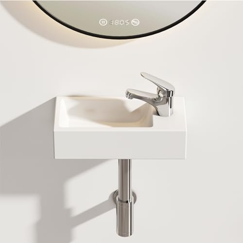 EMKE Waschbecken Mini Aufsatzwaschbecken 40 × 20 × 10 cm, Hängewaschbecken für Badezimmer & Gäste-WC Hochwertige KeramikWaschschale Waschtisch Aufsatzbecken