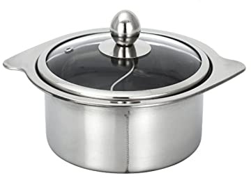 ANSNOW Ollas de Cocina Pequeña Caldera de Fuego de Acero Inoxidable Autoservicio Olla para una Sola Persona Olla Giratoria Olla Caliente Shabu-Shabu