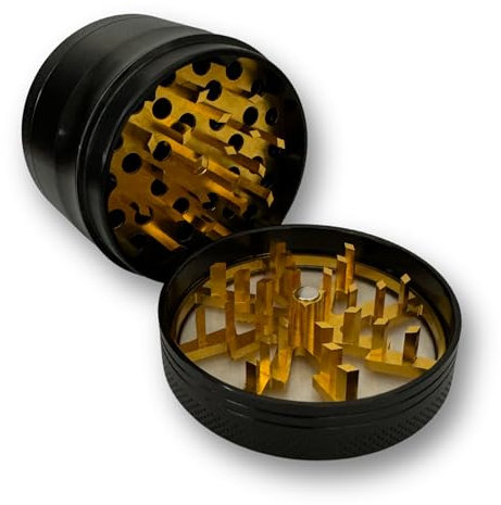 SWIRLO Premium Aluminum Herb Grinder, 63mm 4-Piece Set - Effortlessly Grind & Sift Dry Herbs and Spices - Grinder with Superior Precision - Durable, Stylish Design & Razor-Sharp Teeth - Black