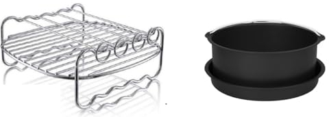 Jocca - Set de Accesorios para Freidoras de Aire 5L+ | Molde para Hornear, Bandeja para Pizza y Rejilla con Brochetas – Cocina Saludable y Versátil