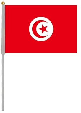 Lot de 20 Mini-Drapeaux Portables à Manivelle Tunisie avec Fanions