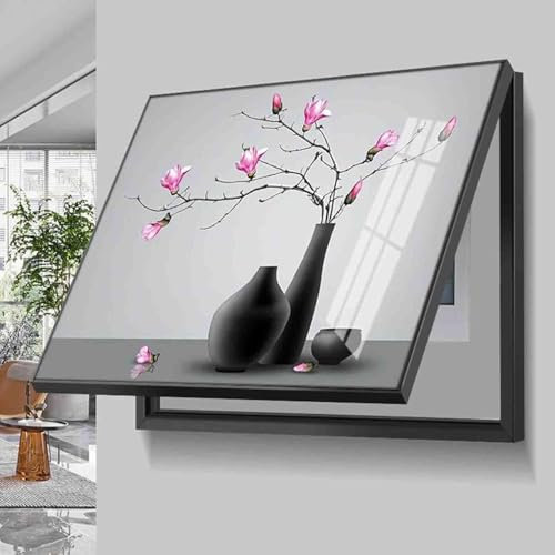 IQOAIJ Boîte de Compteur électrique Peinture décorative Cacher Le Comptoir Couvercle Tableau Électrique Cacher Peintures avec Supports de Tige Hydrauliques,2,Flip up40X30