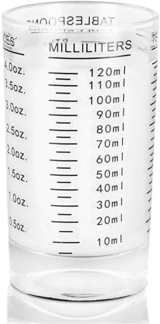 Amexo 4OZ/120ML Mini Vaso Medidor, Vasos Medidores de Cristal con Boquilla, Resistente al Calor Medidora de Vidrio para Cocina Bar, Vasos de Chupito para Vodka Cóctel Tequila (Negro)