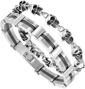 MILAKOO Link Bracelets for Men Stainless Steel Cuban Link Chain Bracelets Watch Band Strap Wristband Punk Gothic Style
