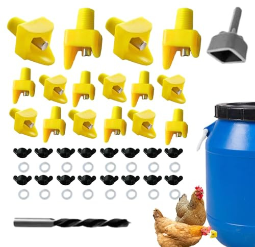 Horizontale Nippel für Hühnertränke - Nippeltränke für Geflügel mit horizontaler Seitenmontage 16 Stück | Wassernippel für Huhn,