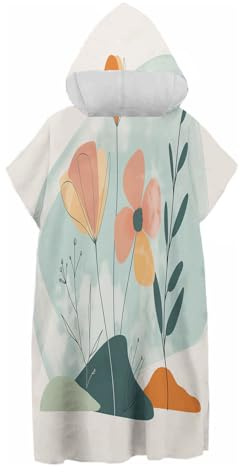 CDXNORA Moderne Kunst Handtuch Poncho, 75 X 110 cm Mikrofaser Surf, Quick Dry Badeponcho, Lang Umkleidehilfe Mit Kapuze Für Herren Damen, Ideal Zum Strand, Brandung, Geometrische Blumen
