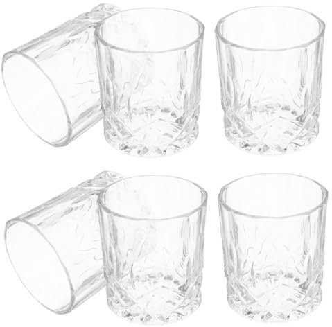 Amosfun 6pezzi Bicchieri Da Whisky in Vetro Bicchieri Da Bere Unici Per Cocktail e Whisky Capacità Resistenza e Facile Pulizia