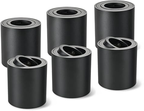 Gleonlux Foco de Techo Orientable Negro GU10 6 Pcs, Focos LED Interior Techo aluminio, Aplique Techo redonda, Foco Techo Superficie, Plafón Lámpara de Techo, bombilla no incluida, para dormitorios