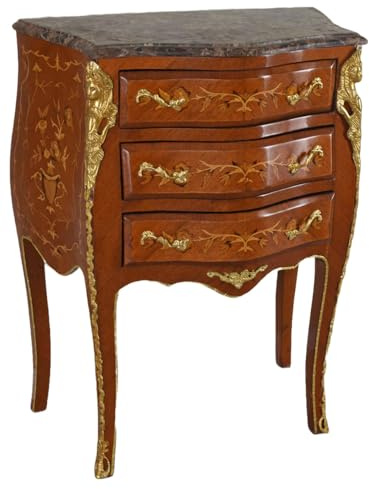 Palazzo - Cómoda con cajones estilo barroco, diseño antiguo, con losa de mármol, con incrustaciones de cat916