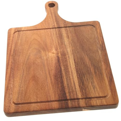 LOPUNER Tagliere Piccolo in Legno Massello Con Manico 29x20x1,5 Cm Per Pizza Pane e Snack, Resistente Al Contatto Alimentare, Per Cucina e Servizio Familiare