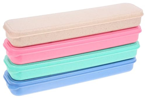 SOIMISS Caja De Cubiertos Portátil 4 Piezas Tamaño Compacto Pp Plástico Tapa Protector Seguro Para Almacenamiento De Vajilla De Viaje Escuela Oficina Camping Picnic