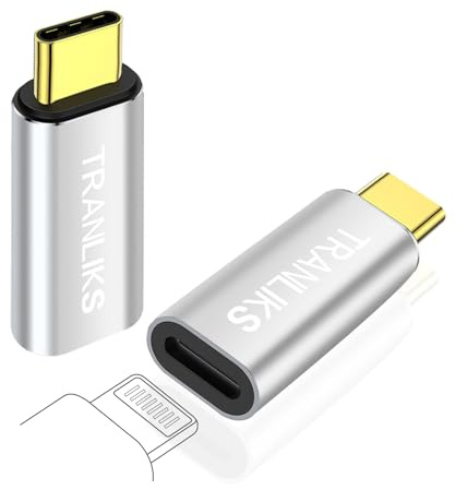 TRANLIKS 2 Pack USB C auf Lightning Female Adapter für PD Schnellladung und Datensynchronisation für Apple 15/16 Serie und andere Typ C Geräte - Silber