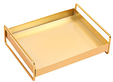 OATIPHO Plateau de Service pour Bijoux Multifonctionnel en Métal Doré Grand Format, Imperméable et Antirouille, pour Organisation de Bureau et Rangement Cosmétique, pour Salle de Bain