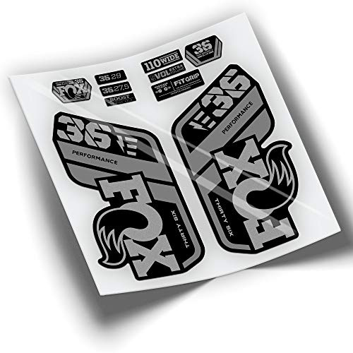 Ref: VP430 Aufkleber, kompatibel mit Fox 36 Gabel 2021-2025, zweifarbig, MTB, Sticker, Aufkleber, Aufkleber für Mountainbikes (Silber)