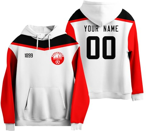 Generisch Fußball Geschenke für Jungs,Kapuzenpullover Herren & Kinder - Personalisierter Fußball Hoodie mit Nummer & Logo,Fussball Geschenke Jungen
