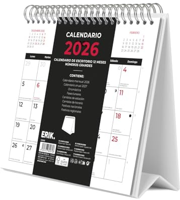 Grupo Erik Calendrier de table 2026 - Calendrier de table 2026 à poser - 20 x 17 cm - Article officiel pour les fans