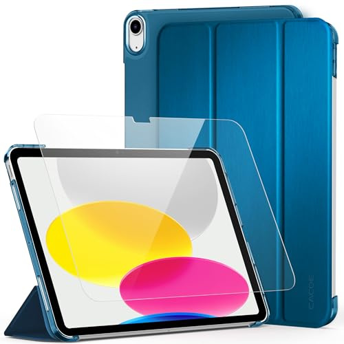 CACOE Cover Compatibile con iPad A16 11a / 10a Generazione 11 Pollici | Custodia con Vetro Temperato Ultra Sottile per iPad 11 Generazione 11 Pollici / 10 Generazione 10,9 Pollici, Blu Pavone