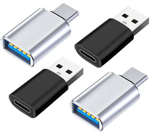 4Pcs USB 3.0 Type-C Adapter(2C Male to A Female+2A Male to C Female), 5Gbps OTG Data & 3A Fast Charge, Slim No Block Port for Laptop Phone16 Samsung