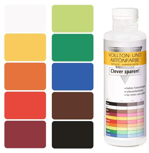 BODENMEISTER Abtönfarbe Vollton-Farbe Mischfarbe für Wandfarbe innen und außen, 500 ml, Weiss