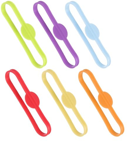 MUCKLILY Fascette Segnabicchieri in Silicone 6 Pezzi Colorati Etichette Riutilizzabili per Bicchieri senza Stelo Accessori per Feste Romantiche e Eventi Nuziali