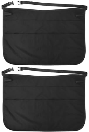 Mikikit Lot de 2 Tabliers de Coiffeur avec Poches Multiples Ceinture Ajustable Demi-Taille Tablier Porte-Outils pour Salon de Coiffure Rangement Pratique pour Ciseaux et Peignes Usage