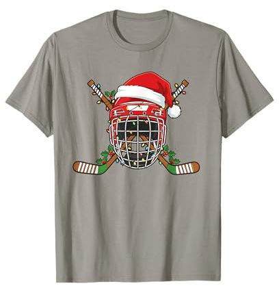 Casco da Hockey su Ghiaccio di Babbo Natale, per Uomini, Ragazzi, Ragazzi e Adolescenti Maglietta
