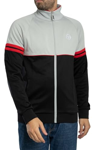 Sergio Tacchini Men's Orion Track Jacket, Grey/Black/Red, 3XL