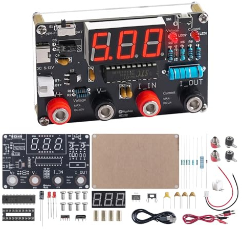BANRIA DIY Digital Voltmeter & Ammeter Soldering Practice Kit | DC Voltage Current Meter with LED Display, Test Leads, Dual Power Electronics Kit STEM Learning Project for Teens Adults