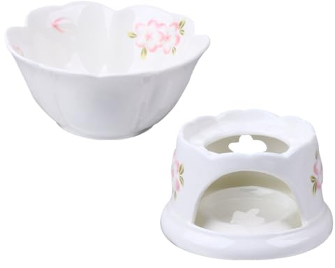 Didiseaon Aparato de Cocina de Cerámica para Fondue de Chocolate y Queso con Diseño Desmontable y Cuenco Blanco, Adecuado para Pastelerías y Repostería