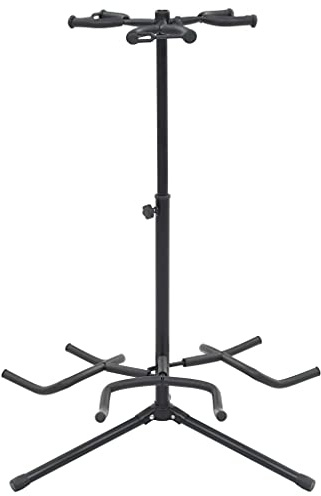 Kaloriko Soporte para guitarra de acero negro ajustable de 80 a 102 cm, soporte para guitarra estable con cuello acolchado, soporte de suelo antideslizante para acústica, guitarra eléctrica, bajo