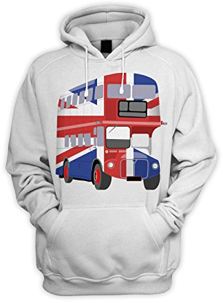 Tribal T-Shirts London Bus Union Jack Herren Beuteltasche Hoodie Kapuzen Sweatshirt, weiß