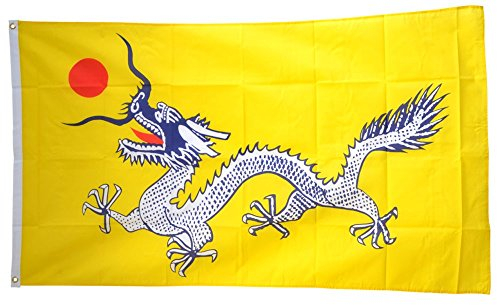 Bandiera/Bandiera CINA Qing Dinastia + GRATIS Sticker, bandiera fritze®, Hissflagge 90 x 150 cm