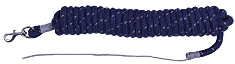 QHP Führstrick Bodenarbeitsseil mit Karabiner Länge 6,80 m (12 mm, Navy/Grau)