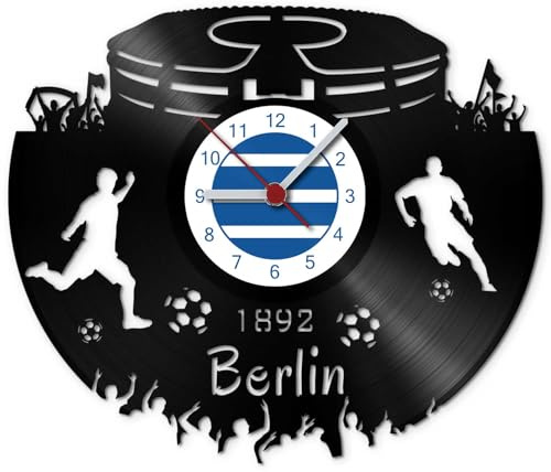 GRAVURZEILE Schallplattenuhr Berlin - 100% Vereinsliebe - Upcycling Design Wanduhr aus Vinyl Made in Germany