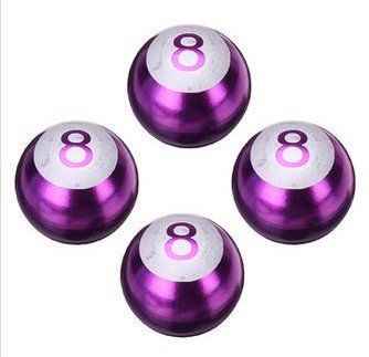 Tutoy 4pcs Pool 8 Ball Universal Car Bike Tire Valve Stem Caps Cover Wheel Rims - Purple