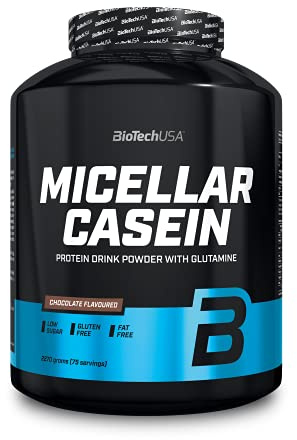 BioTechUSA Micellar Casein Protein Powder | Extended Absorbtion time | Gluten-Free, and Fat-Free | Added L-Glutamine, 2.27 kg, Chocolate