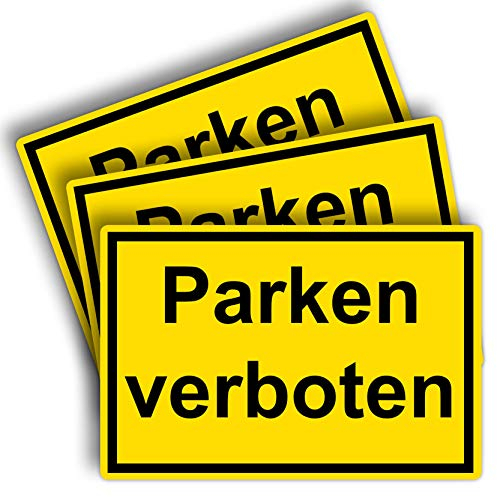 3 Stück Parken verboten Schild 20 x 30 cm aus stabiler PVC Hartschaumplatte 3mm Parkplatzschild mit UV-Schutz von STROBO