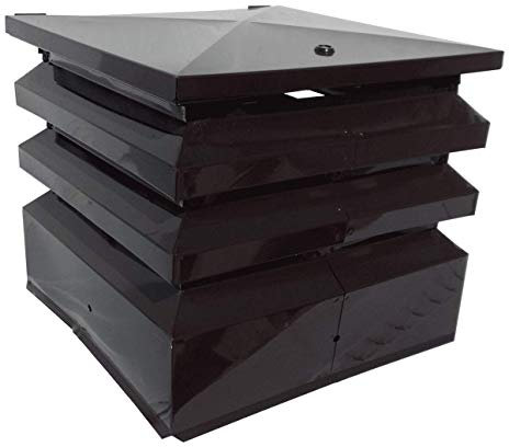 Comignolo marrone antivento antipioggia base rettangolare 6/10 fumaiolo per camino e canna fumaria (32 x 42 cm)